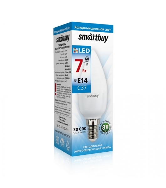 Лампа светодиодная Smartbuy 7W/6000/E14 (SBL-C37-07-60K-E14)