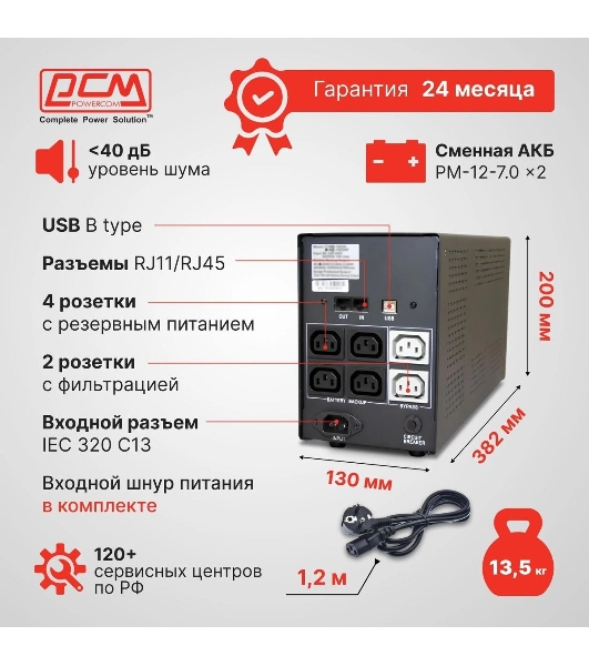 Источник бесперебойного питания Powercom Imperial IMP-1025AP 615Вт 1025ВА черный