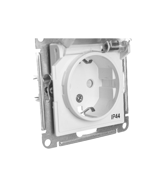 Механизм розетки 1-м СП AtlasDesign AQUA с заземл. защ. шторки с защ. крышкой 16А IP44 белый, SchE ATN440146