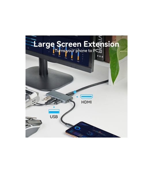 USB-концентратор Vention TOOHB, USB Type-C, USB/HDMI/SD/XD/CF/MS/TF,USB Type-C