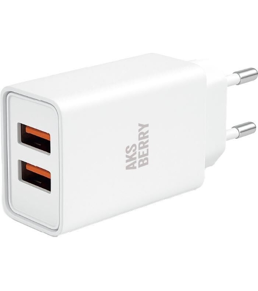 Сетевое зарядное устройство AKSBERRY (6900209800019) T38 2 USB 2.4A, белый