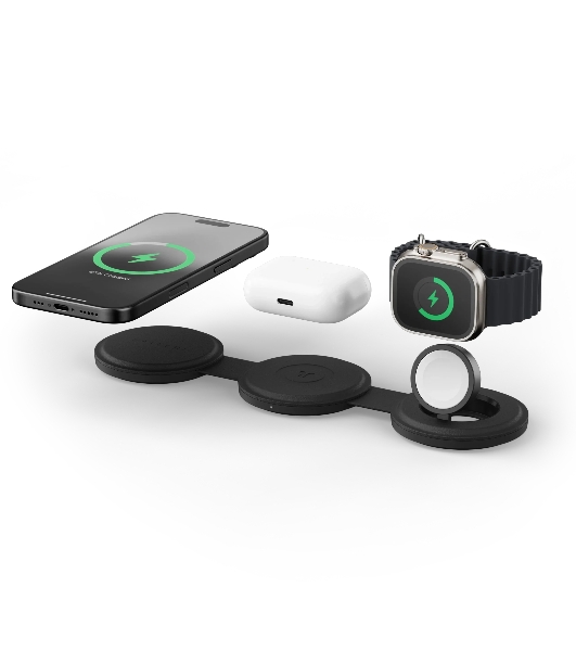 Переносное зарядное устройство Satechi Qi2 OntheGo 3-in-1 Wireless Charger, черный
