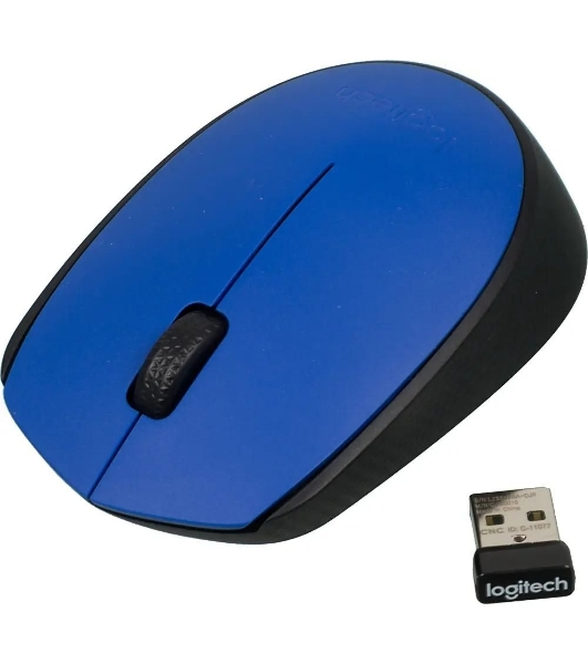 Мышь беспроводная Logitech M171 синий, 1000 dpi, радиоканал, USB, кнопки - 3