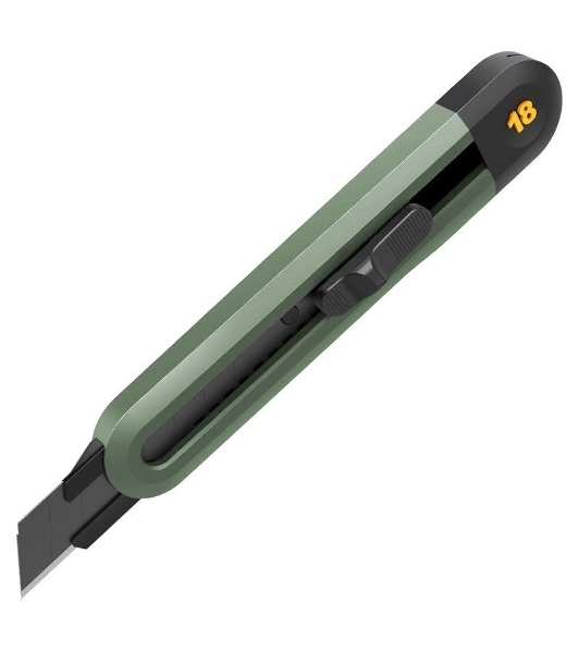 Технический нож Home Series Green Deli HT4018L ширина лезвия 18мм, эксклюзивный дизайн, корпус из высококачественного софттач пластика