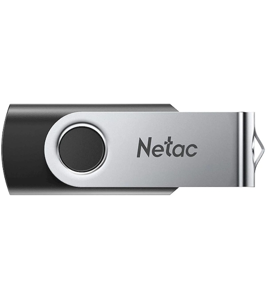 Флешка USB Netac U505 (NT03U505N-008G-20BK), 8Gb, USB 2.0, R/W 70/30, черный/серебристый