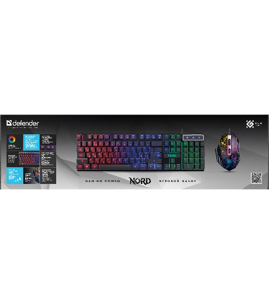 Комплект клавиатура+мышь Defender Nord GS-959 проводной, USB, 2400 DPI, чёрный