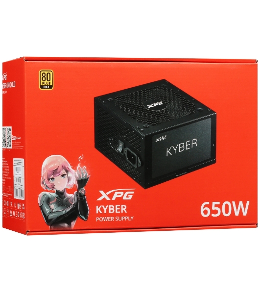 Блок питания ADATA XPG KYBER 650 RTL (KYBER650G-BKCEU), 650Вт, 80 PLUS Gold, 120мм, черный