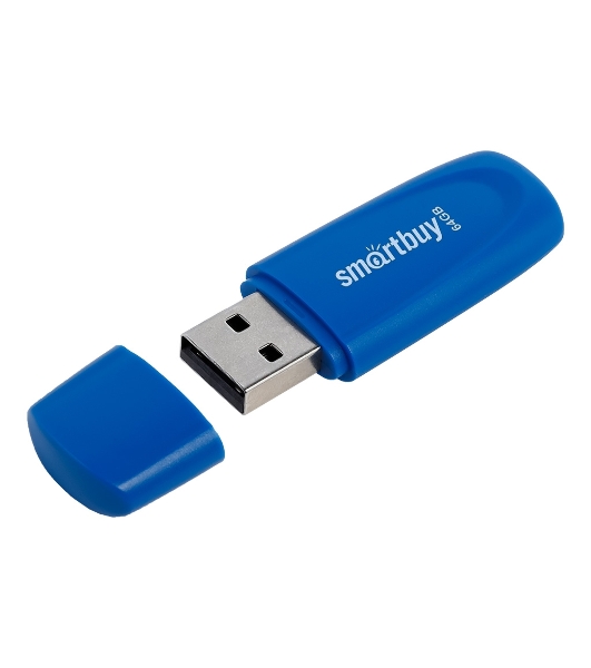 Флешка USB Smartbuy Scout Blue (SB064Gb2SCB), 64Gb, USB 2.0, R/W 15/8, синий