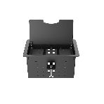Прямоугольный металлический корпус Wize Pro WRTS-12BOX-B для модульной системы врезного лючка в стол с откидывающейся крышкой, до12 модулей-вставок, беспроводная зарядка 10Вт для моб.устройств на крышке, преустановленная рамка,черный, фото3