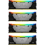 Оперативная память Kingston Fury Renegade, DDR4, 32Gb (4x8GB), 3200MHz, CL16, DIMM, с радиаторами, RGB, серебристый/черный, фото 1