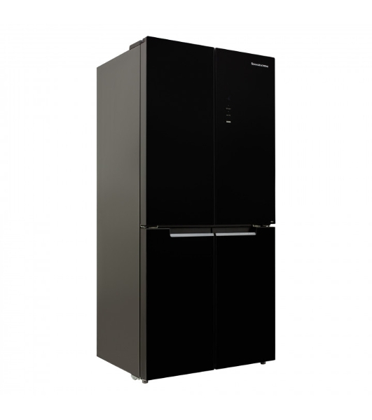 Холодильник Schaub Lorenz SLU X490GY3EI черное стекло трехкамерный 300/124л морозилка снизу, No Frost, Side by Side