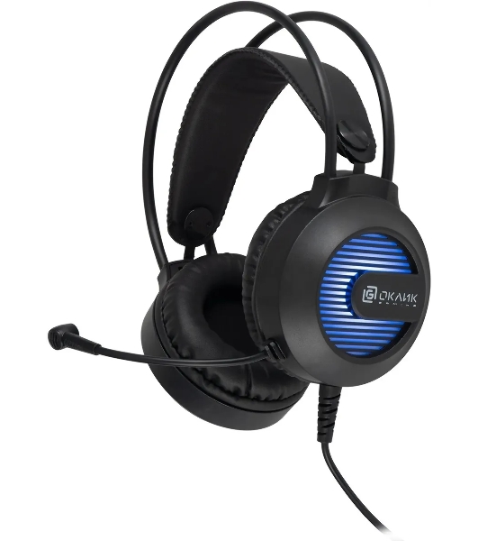 Гарнитура Oklick HS-L300G чёрный, проводная, 3.5 мм, подсветка