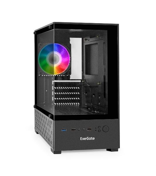 Компьютерный корпус Minitower ExeGate i3 SEA LE-NPX500 (mATX, БП 500NPX, 1хUSB+1хUSB 3.0, HD аудио, черный, передняя и боковая панели - закаленное стекло)