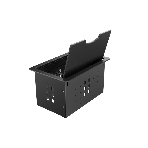 Прямоугольный металлический корпус Wize Pro WRTS-12BOX-B для модульной системы врезного лючка в стол с откидывающейся крышкой, до12 модулей-вставок, беспроводная зарядка 10Вт для моб.устройств на крышке, преустановленная рамка,черный, фото4