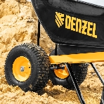 Тачка строительная Denzel усиленная, объем 140 л, 250 кг, двухколесная, колесо 15х6.00-6, фото3
