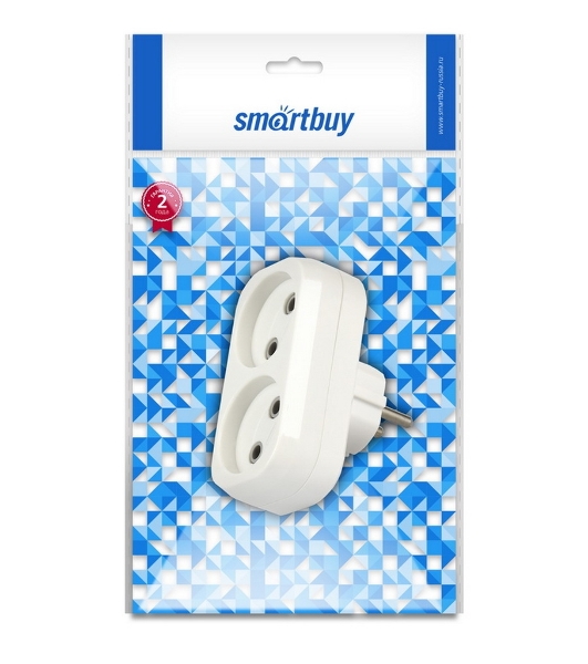 Плоский разветвитель Smartbuy (SBE-10-A02-2) 2 гнезда без заземления плоский 10А 250B