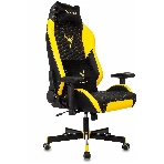 Кресло Knight Neon черный/желтый, экокожа, 120 кг, механизм качания, фото 1