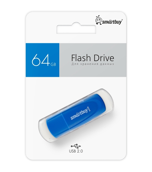 Флешка USB Smartbuy Scout Blue (SB064Gb2SCB), 64Gb, USB 2.0, R/W 15/8, синий