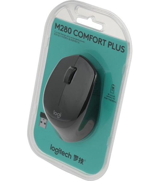 Мышь беспроводная Logitech M280 черный, 1000 dpi, радиоканал, USB, кнопки - 3