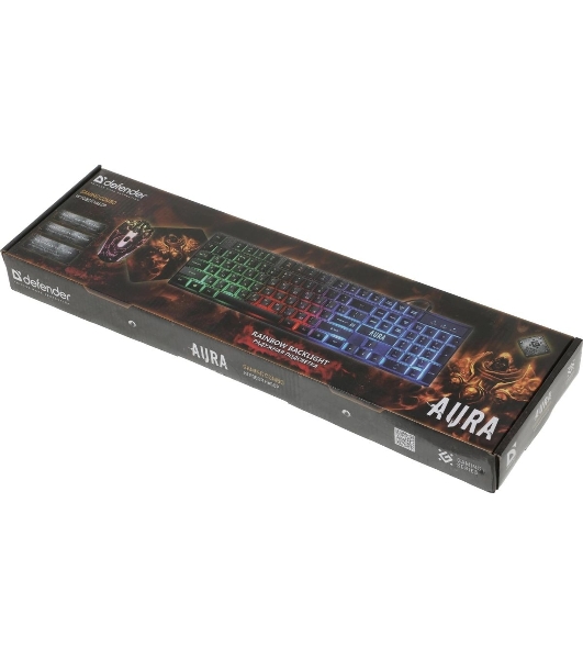 Комплект клавиатура+мышь Defender Aura MKP-117 проводной, USB, 2400 DPI, черный