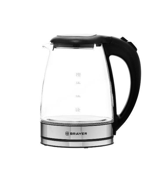 Электрочайник BRAYER BR6116 черный, 1.7 л, 1800 Вт, скрытый нагревательный элемент