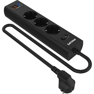 Сетевой фильтр Philips CHP4336BA/51, 2м, 3 розетки, черный