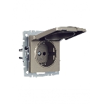 Розетка 1-местная IEK BRITE РСбш10-3-44-БрШ с заземлением, с защитными шторками и крышкой, 16А, IP44, шампань, фото4
