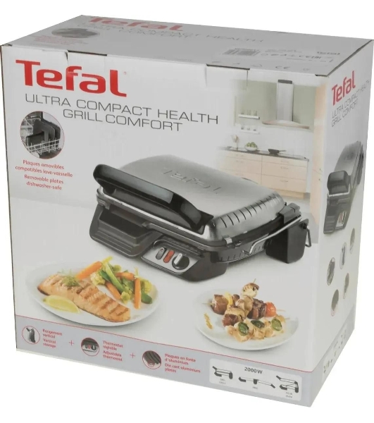 Гриль электрический Tefal GC306012 2000Вт серебристый