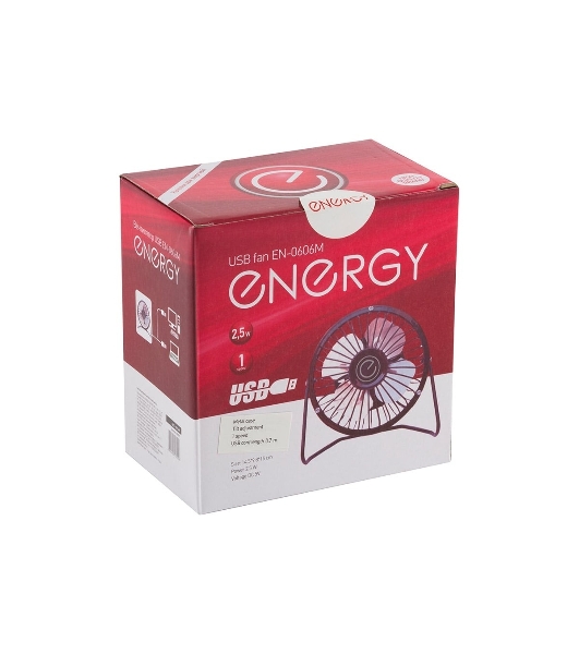Вентилятор Energy EN-0606M USB чёрный, настольный, 2,5 Вт, 1 скорость, 8 см, металлический