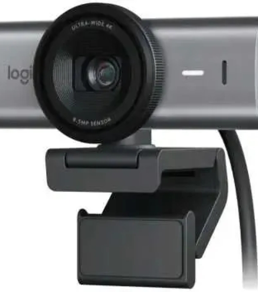 Веб-камера Logitech MX Brio 3840x2160, 30 кадр/с, USB Type-C, микрофон (2 шт, шумоподавление), автоматическая фокусировка, автоосвещение, HDR, шторка приватности, слежение за лицом, универсальное крепление, серебристый
