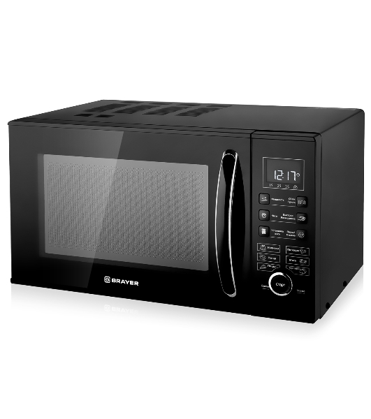 Микроволновая печь BRAYER BR2503 черный, 23 л, 900 Вт, переключатели - кнопки, поворотный механизм