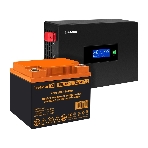 Комплект Источник бесперебойного питания EX295992RUS + батарея 45Aч EX285666RUS 1шт (инвертор, синус, для котла, PF=1, настенный) ExeGate IdealSine SR-600.LCD.2SH <600VA/600W, чистая синусоида, цветной LCD-дисплей, 2*Schuko, крепление настенное, черный> + батарея ExeGate HRL 12-45 (12В, 45А·ч) 1шт, фото 1