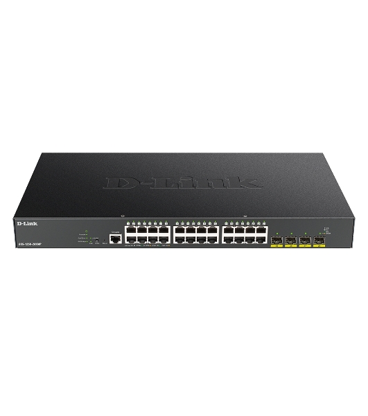 Коммутатор D-Link DGS-1250-28XMP, 24×1 Гбит/с + 4×10 Гбит/с SFP+, управляемый