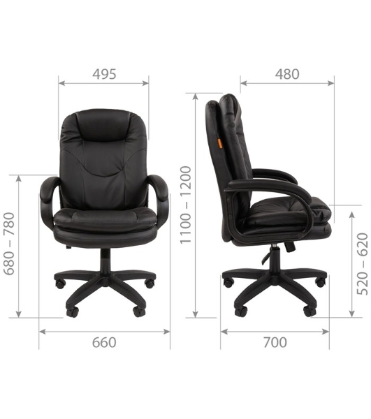 Кресло Chairman 668 LT NEW черный, экокожа, 120 кг