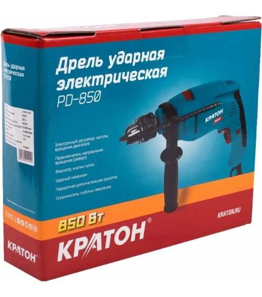 Дрель ударная Кратон PD-850 850Вт ключевой реверс (3 02 01 010)