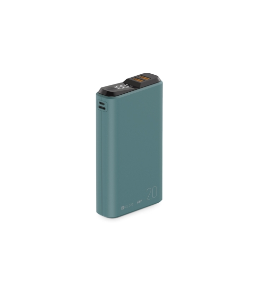 Портативный аккумулятор OLMIO QS-20, 20000mAh, 22.5W QuickCharge3.0/PowerDelivery, LCD, темно-зеленый