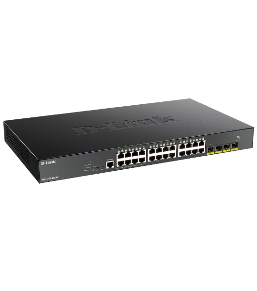 Коммутатор D-Link DGS-1250-28XMP, 24×1 Гбит/с + 4×10 Гбит/с SFP+, управляемый
