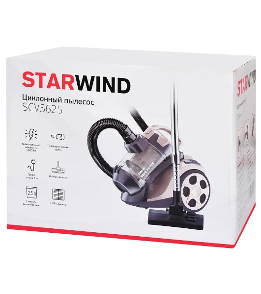 Пылесос Starwind SCV5625 золотистый, 350/2000 Вт, уборка сухая, пылесборник контейнер 2.5 л
