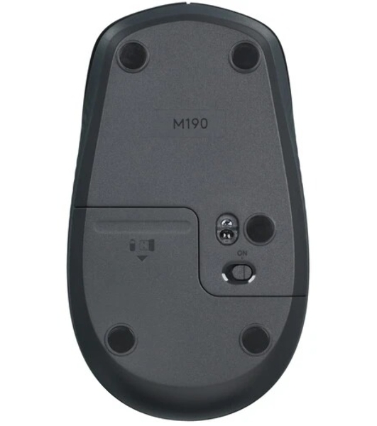 Мышь беспроводная Logitech M190 черный, 1000 dpi, радиоканал, USB, кнопки - 3