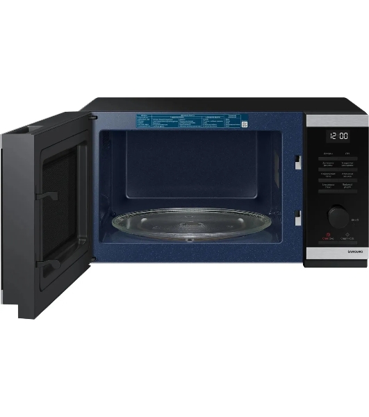Микроволновая печь Samsung MS23DG4504ATBW нержавеющая сталь/черный, 23 л, 800 Вт, переключатели - сенсор, поворотный механизм