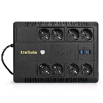 Источник бесперебойного питания ExeGate NEO NNB-650.LED.AVR.8SH.CH 650VA/390W, LED, AVR, 8*Schuko, 4*USB-порта для зарядки, черный, фото 1