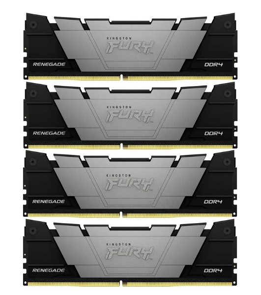 Оперативная память Kingston Fury Renegade, DDR4, 32Gb (4x8GB), 3200MHz, CL16, DIMM, с радиатором, черный
