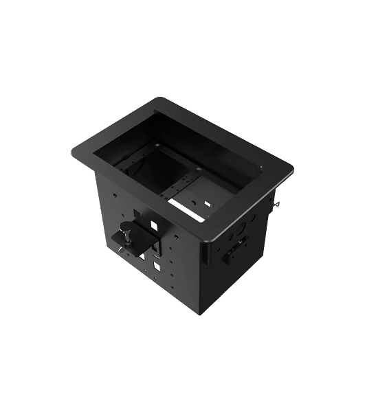 Прямоугольный металлический корпус Wize Pro WRTS-06BOX-B для модульной системы врезного лючка в стол с убирающейся крышкой для установки до 6 модулей-вставок, преустановленная рамка, черный