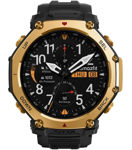Умные часы Amazfit T-Rex 3 Pro A2549, 1.32' AMOLED, Wi-Fi, Bluetooth, 10ATM, золотистый / черный