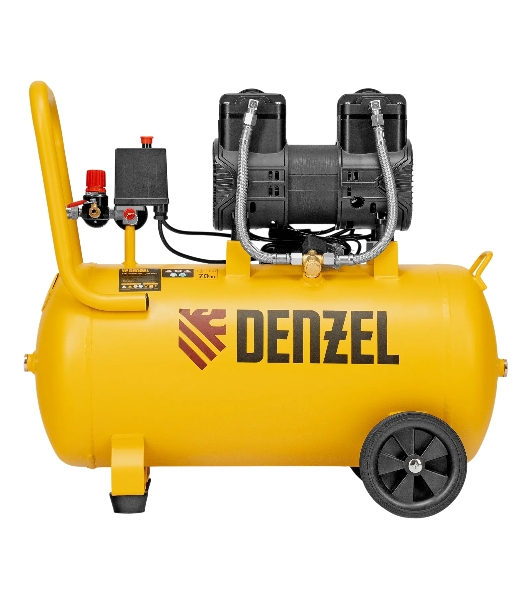 Компрессор безмасляный малошумный Denzel DLP-1500/50, 1,5 кВт, 50 л, 2850 об/мин, 250 л/мин