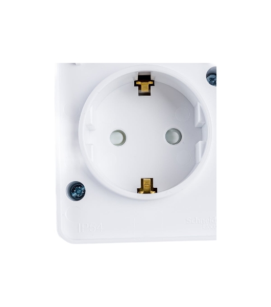 Розетка 1-м ОП AtlasDesign Profi54 16А IP54 250В с заземл. защ. шторки белый SchE ATN540145