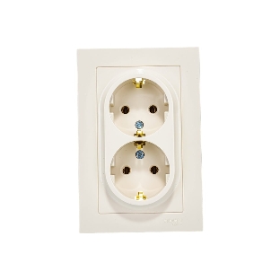 Розетка 2-м AtlasDesign с заземл. 16А в сборе беж. SchE ATN000224