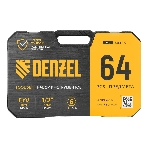 Набор инструментов Denzel 1/2', 1/4', CrV, S2, пластиковый кейс, 64 предмета, фото5