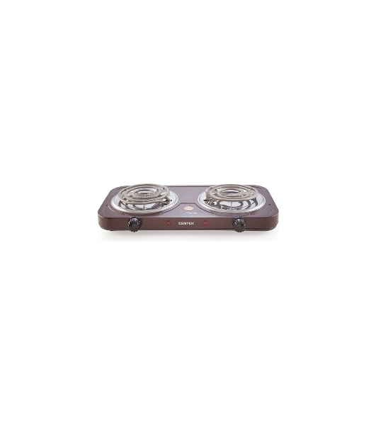 Плита настольная электрическая Centek CT-1509 Siberia коричневый, 2 кВт, ТЭН, конфорки - 2, эмаль, поворотные переключатели