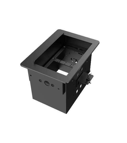 Прямоугольный металлический корпус Wize Pro WRTS-06BOX-B для модульной системы врезного лючка в стол с убирающейся крышкой для установки до 6 модулей-вставок, преустановленная рамка, черный